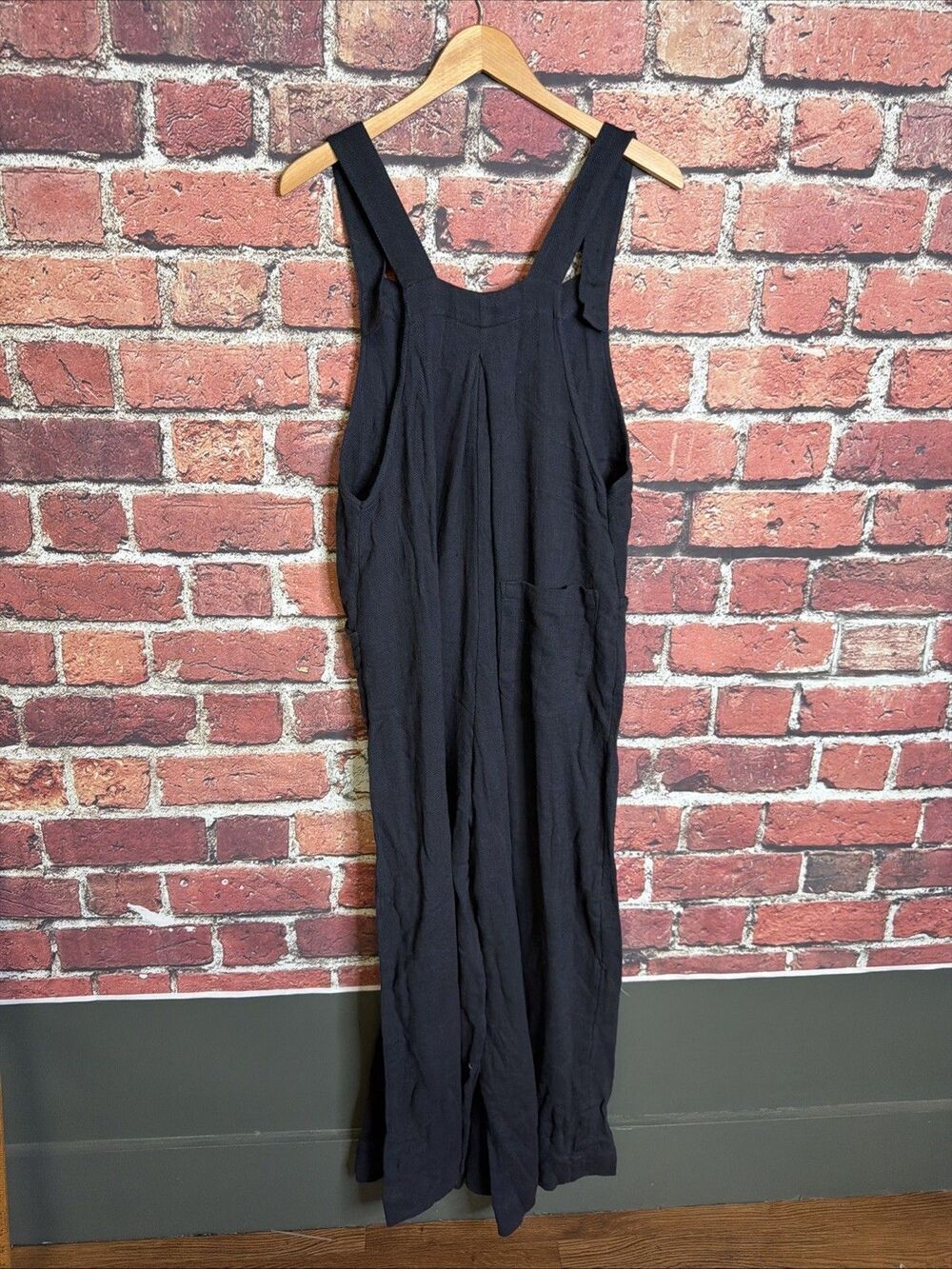 Free People Sun Drenched Overalls Jumpsuit Large Black NEW NWT Womens Wide Leg - Picture 5 of 5
